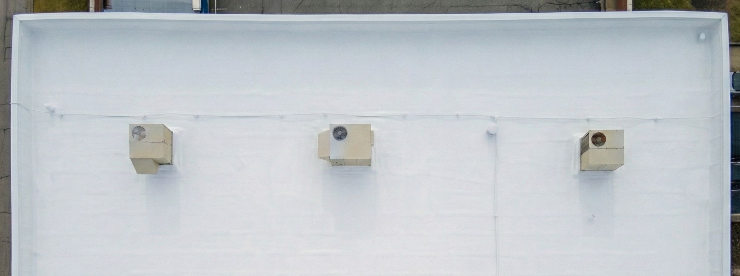Commercial roof after SPF + silicone coating application